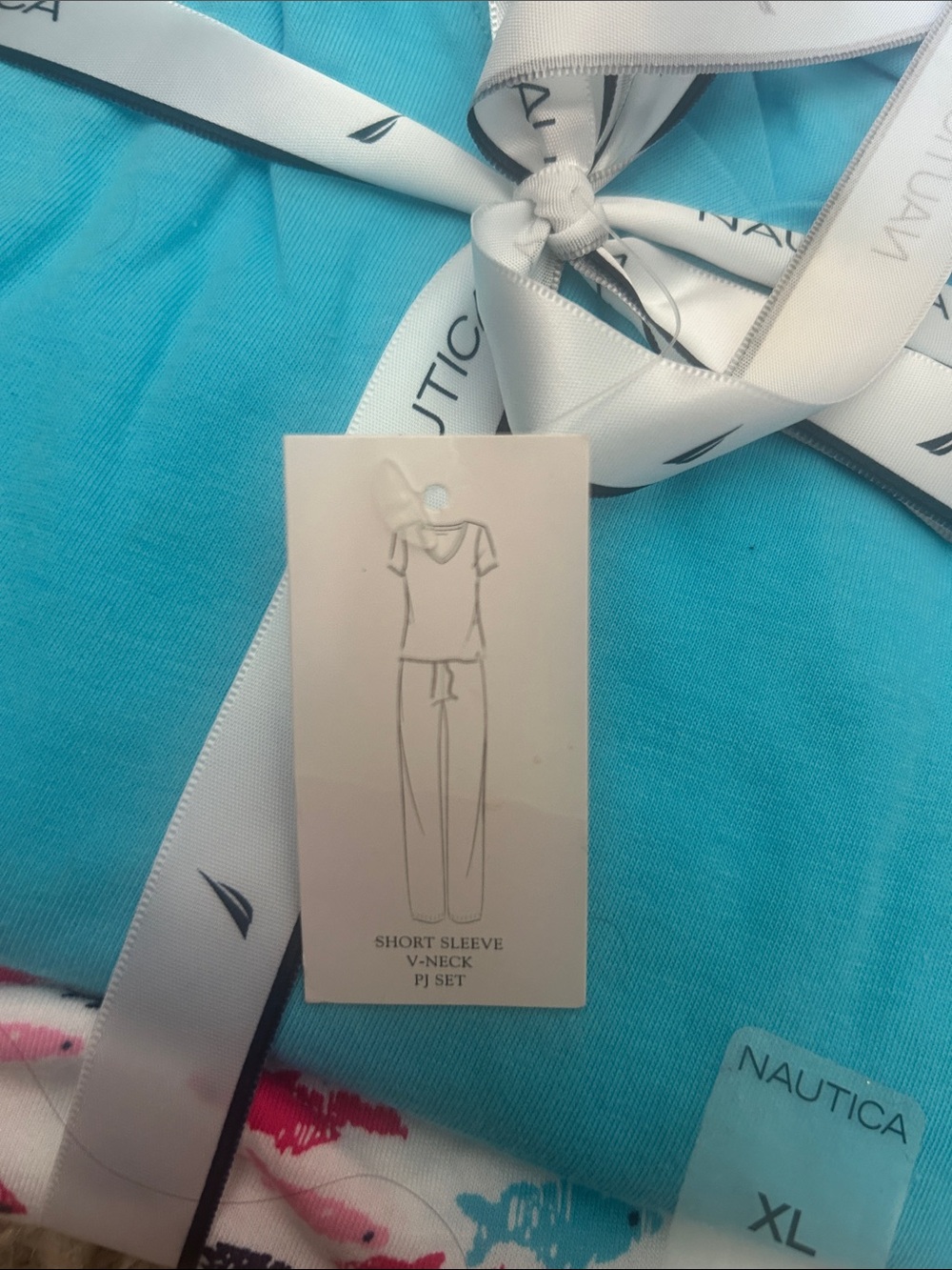 Nautica Two-Piece Pajama Sets in Aqua & Light Pink - Picture 3 of 4